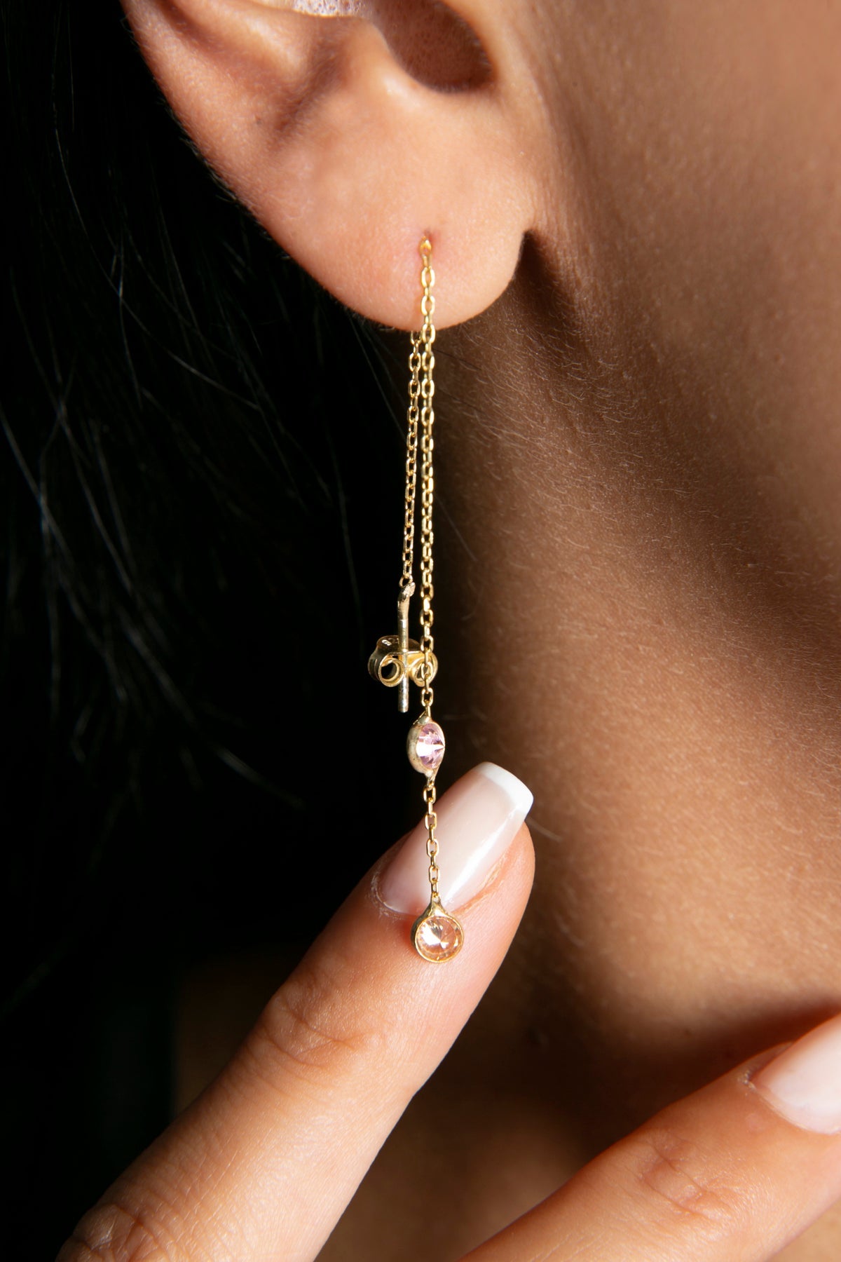 Wholesale Women's 925 Sterling Silver Chain Earrings with Stones