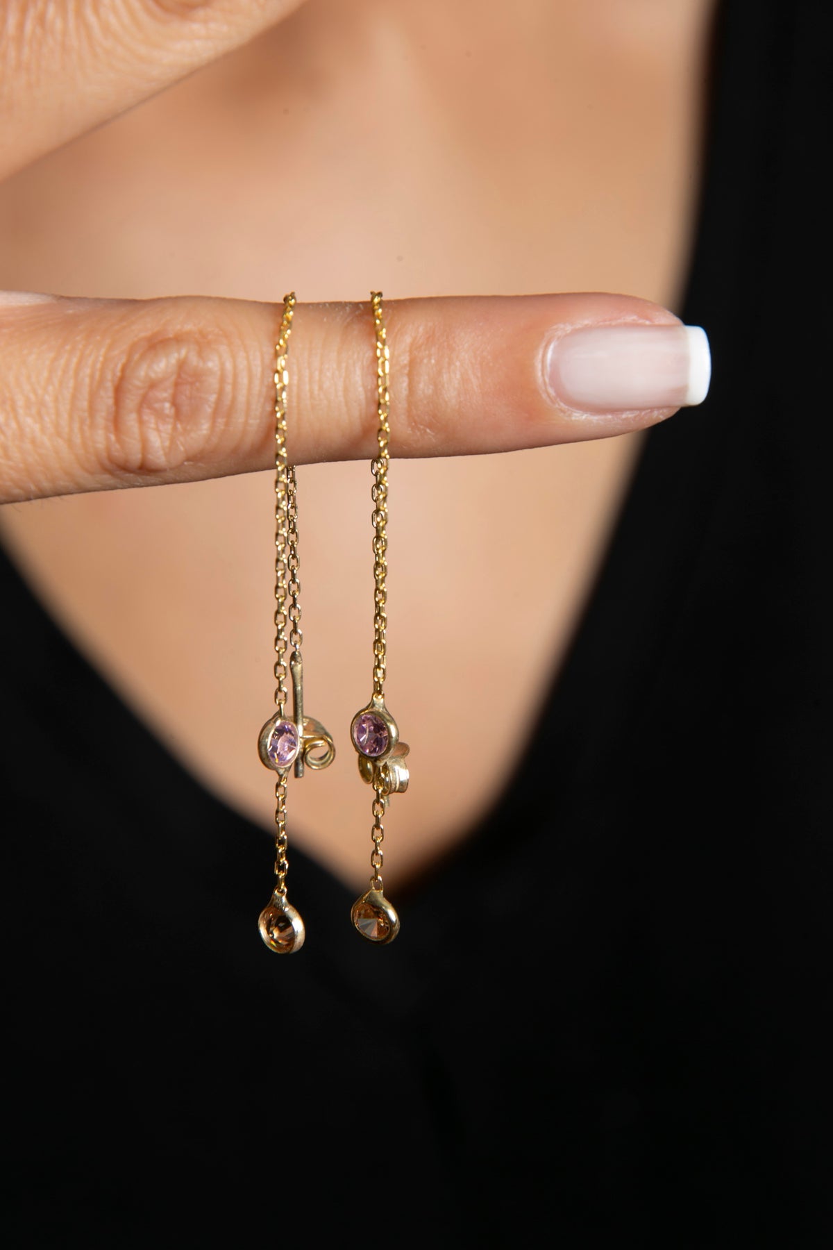 Wholesale Women's 925 Sterling Silver Chain Earrings with Stones