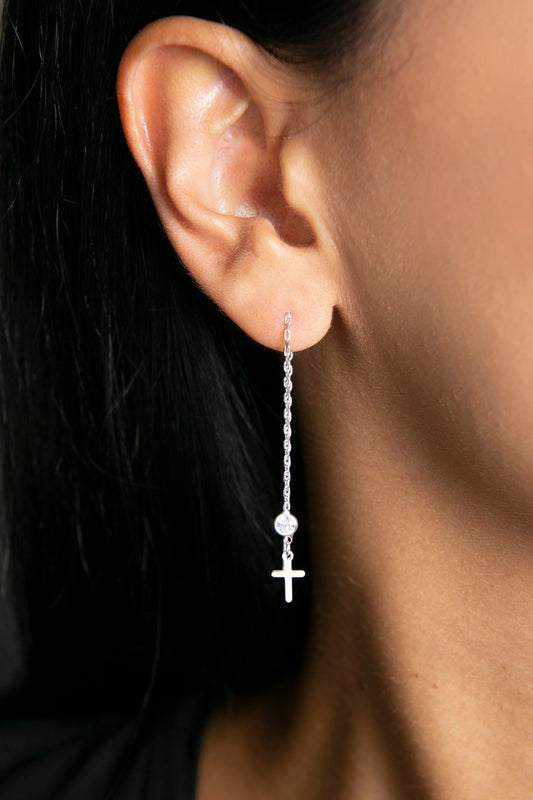 Wholesale Women's 925 Sterling Silver Cross Earrings with Stones